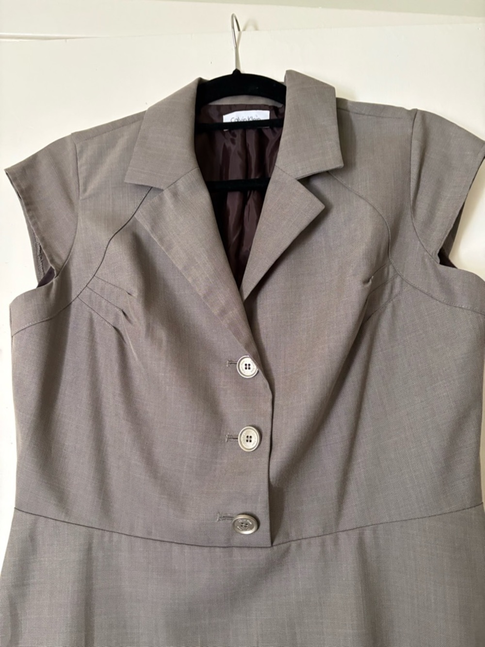 Calvin Klein Tailored Gray Cap-Sleeve A-Line Dress size 10 - Picture 2 of 4